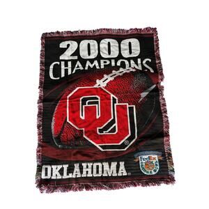 Oklahoma University Vintage Throw Blanket 2000 Champions OU Football Orange Bowl